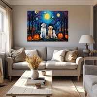 Thumbnail for Labrador Retrievers Dog 02 Halloween With Pumpkin Oil Painting Van Goh Style, Wooden Canvas Prints Wall Art Painting , Canvas 3d Art