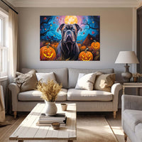 Thumbnail for Cane Corso Dog 02 Halloween With Pumpkin Oil Painting Van Goh Style, Wooden Canvas Prints Wall Art Painting , Canvas 3d Art