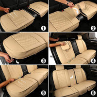 Thumbnail for 2 Car Seat Covers Full Set, Custom-Fit For Car, Waterproof Leather Front Rear Seat Automotive Protection Cushions, Car Accessories WALM211