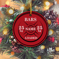 Thumbnail for Weightliffting Bars Loaded Personalized Custom Name Christmas Premium Ceramic Ornaments Sets