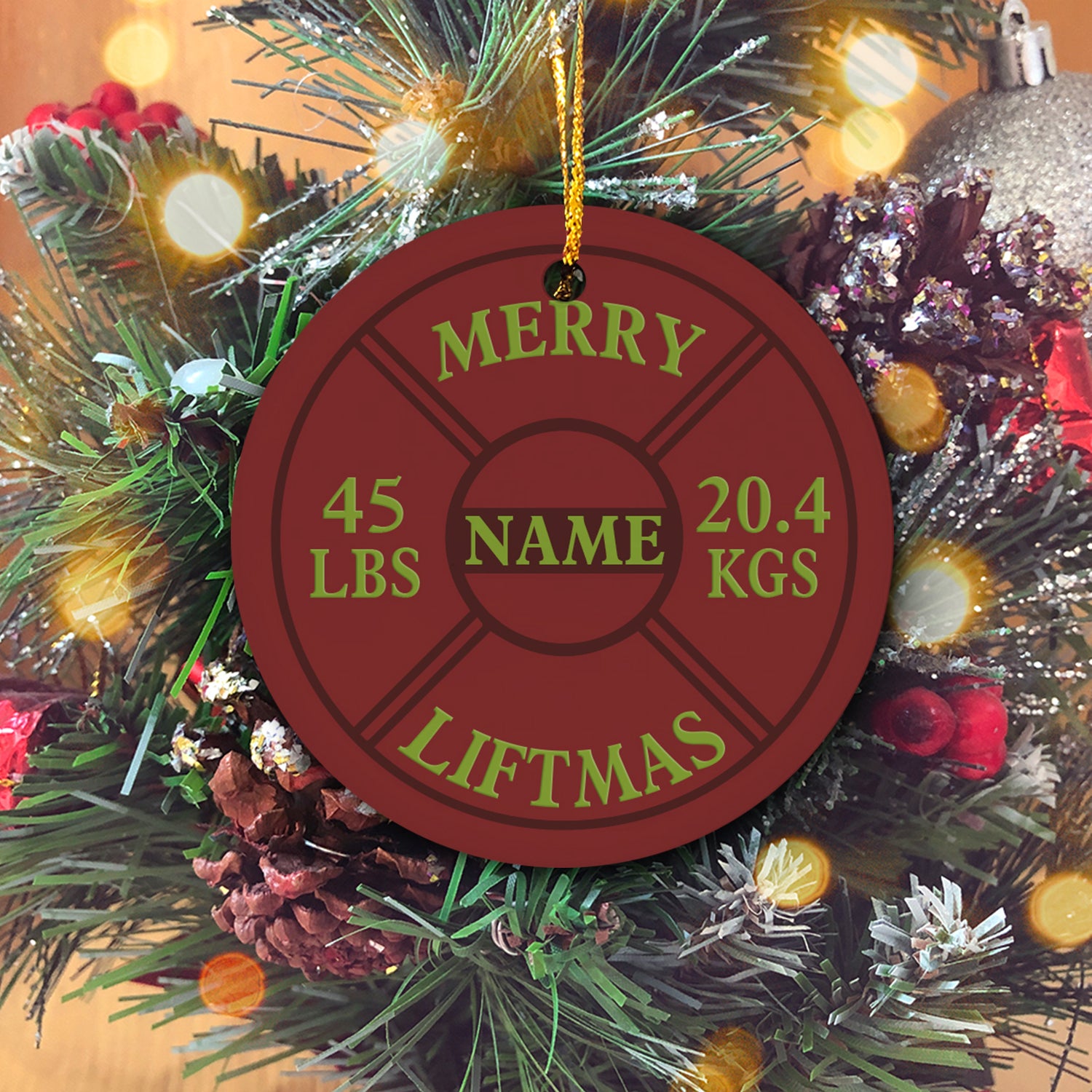 Weightlifting Merry Liftmas Christmas Personalized Custom Name Christmas Premium Ceramic Ornaments Sets