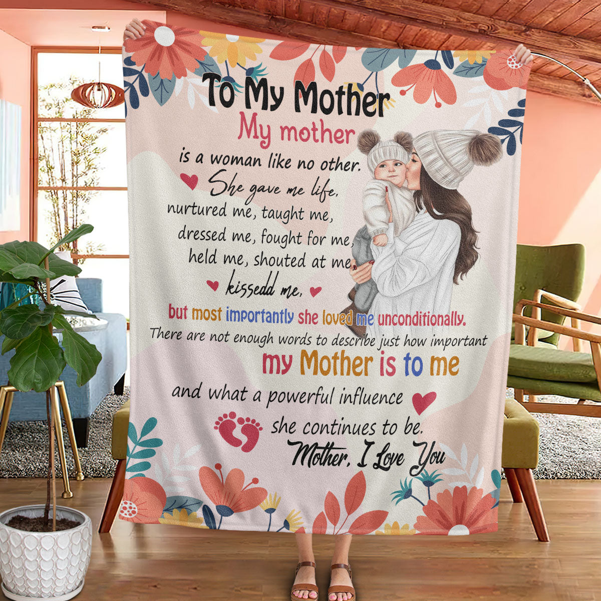 Personalized Custom Name To My Mother She Gave Me Life Fleece Blanket Gift For Mom Mother