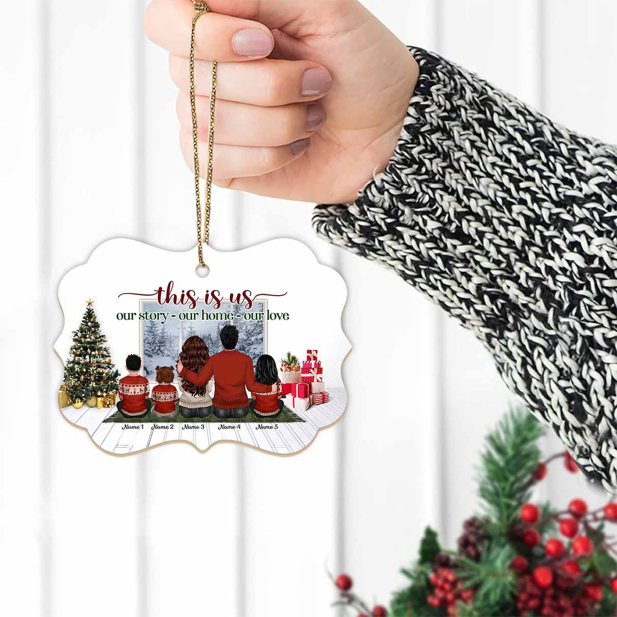 This Is Us Our Story Our Home Our Love Personalized Custom Name Aluminum Ornaments Gift For Christmas