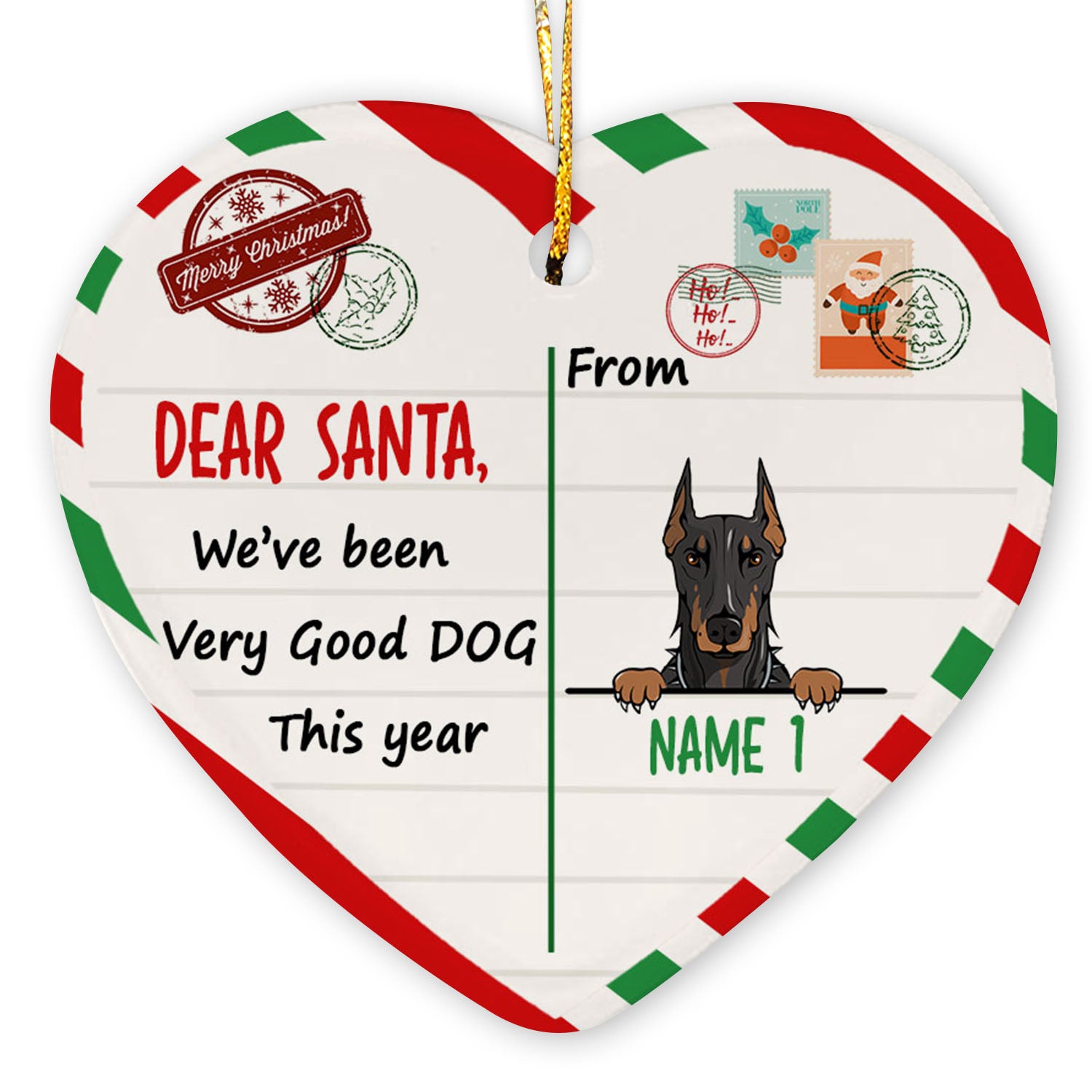 Dog Christmas Santa Benelux Personalized Custom Christmas Premium Ceramic Ornaments Gift For Family, Christmas Holiday