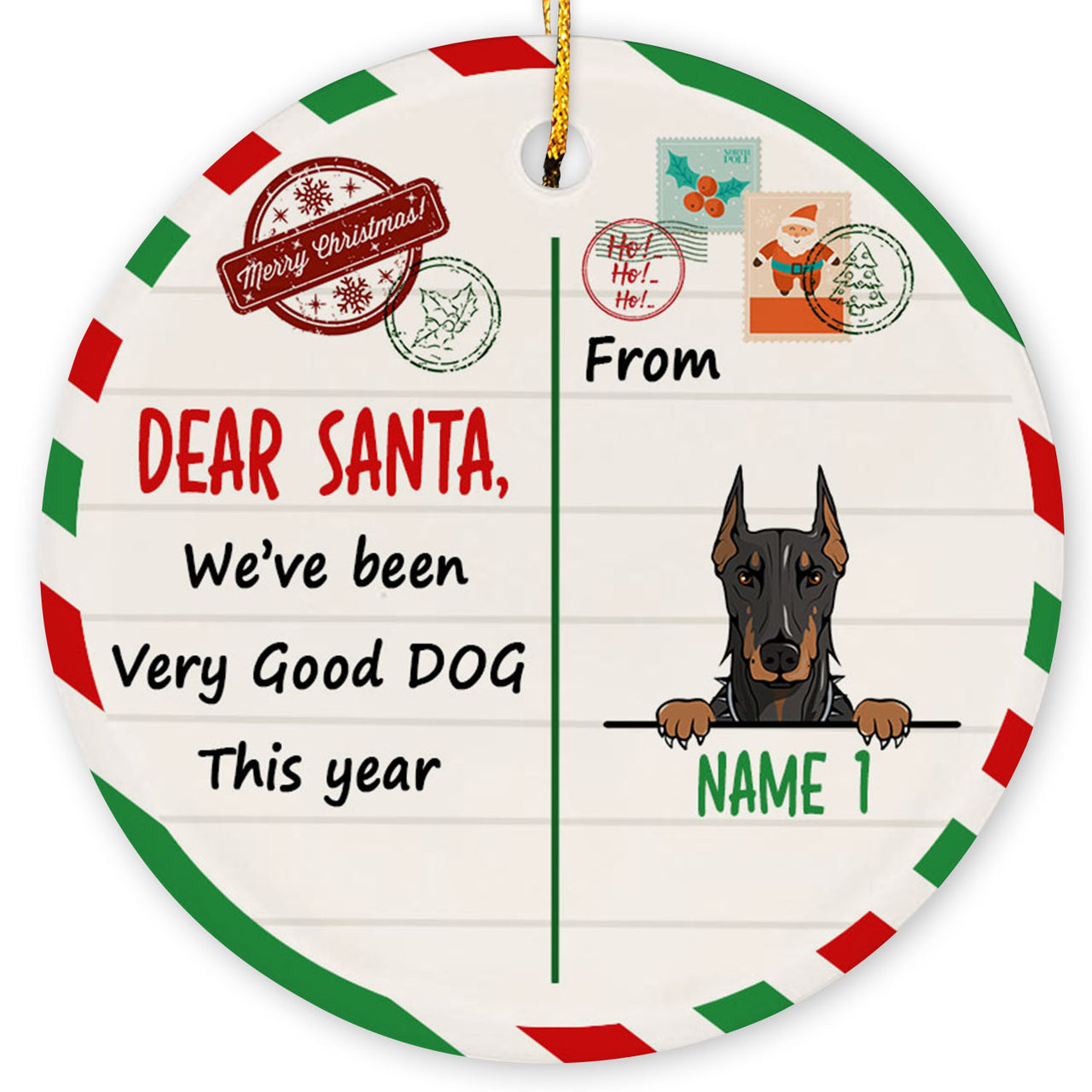 Dog Christmas Santa Benelux Personalized Custom Christmas Premium Ceramic Ornaments Gift For Family, Christmas Holiday