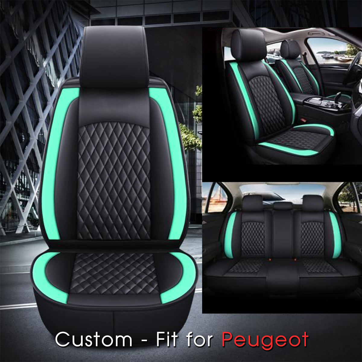 2 Car Seat Covers Full Set, Custom-Fit For Car, Waterproof Leather Front Rear Seat Automotive Protection Cushions, Car Accessories WAPE211