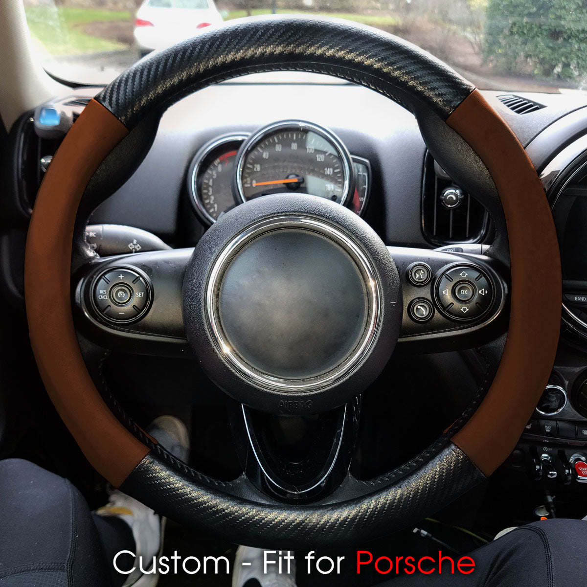Car Steering Wheel Cover, Custom-Fit For Cars, Leather Nonslip 3D Carbon Fiber Texture Sport Style Wheel Cover for Women, Interior Modification for All Car Accessories WARL225