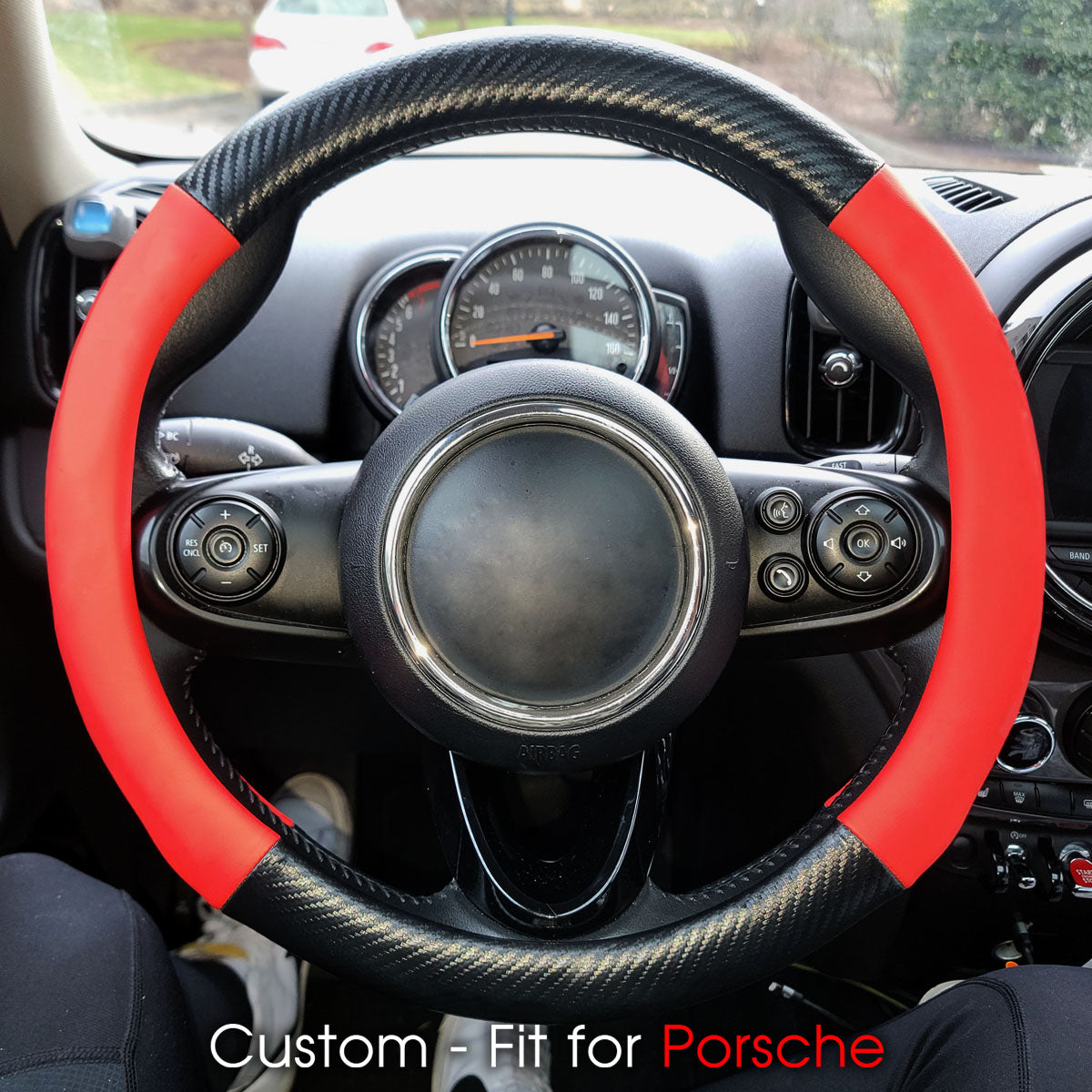 Car Steering Wheel Cover, Custom-Fit For Cars, Leather Nonslip 3D Carbon Fiber Texture Sport Style Wheel Cover for Women, Interior Modification for All Car Accessories WARL225