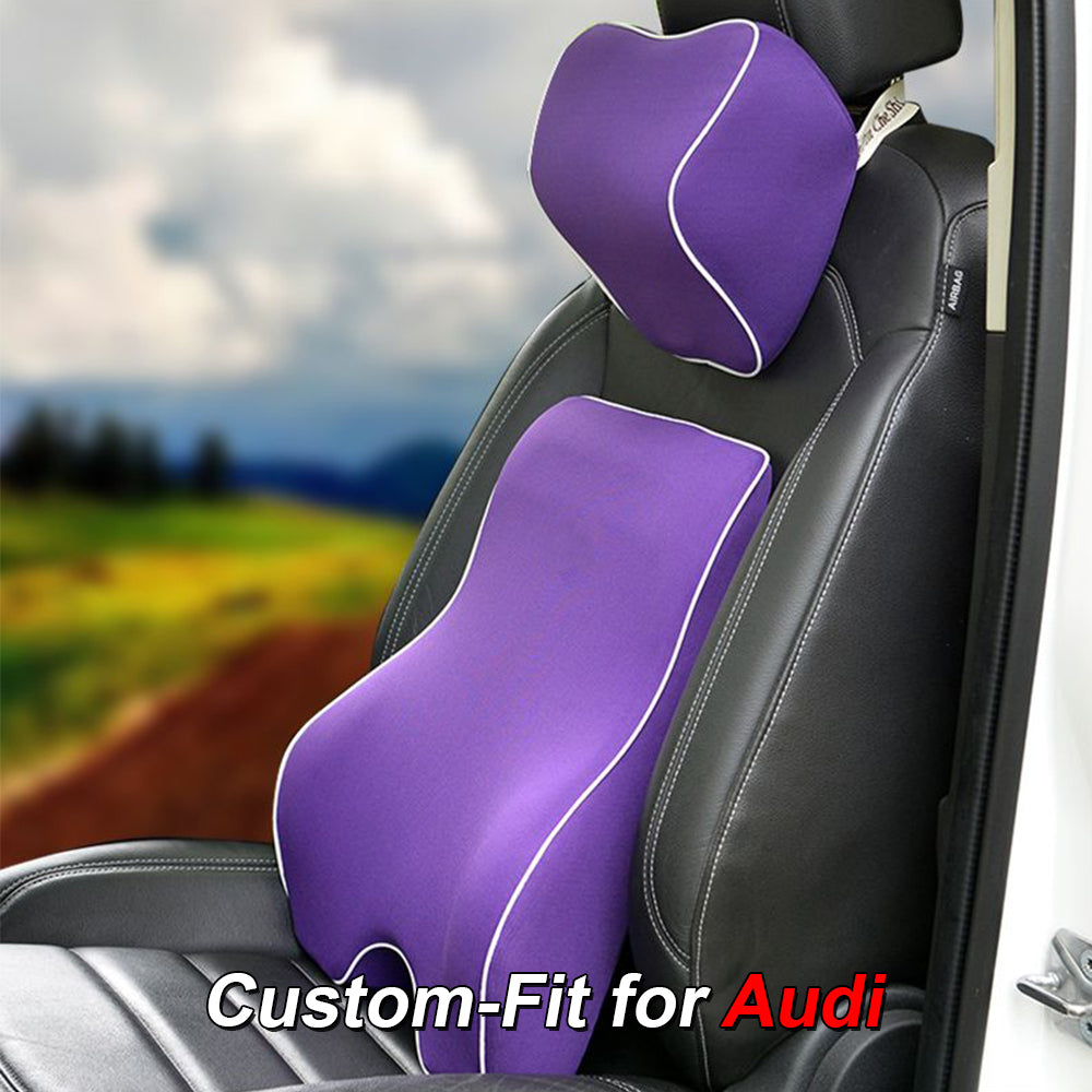 Lumbar Support Cushion for Car and Headrest Neck Pillow Kit, Custom-Fit For Car, Ergonomically Design for Car Seat, Car Accessories WARA254