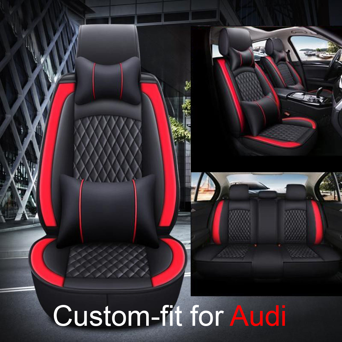 2 Car Seat Covers Full Set, Custom-Fit For Car, Waterproof Leather Front Rear Seat Automotive Protection Cushions, Car Accessories WARA211