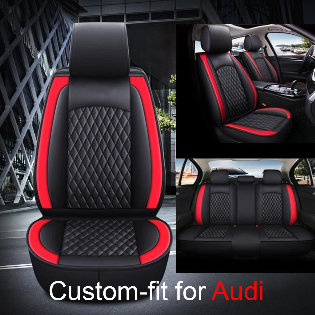 2 Car Seat Covers Full Set, Custom-Fit For Car, Waterproof Leather Front Rear Seat Automotive Protection Cushions, Car Accessories WARA211