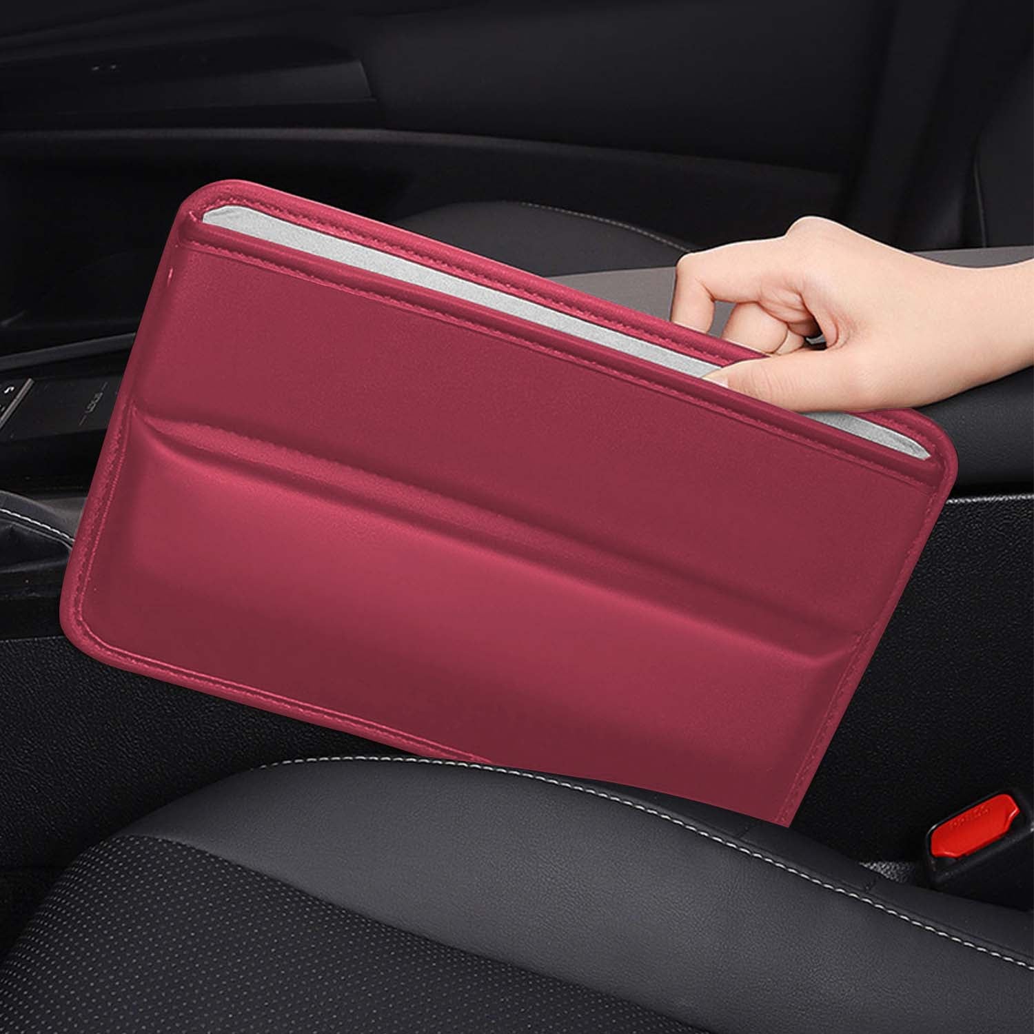 Car Seat Gap Filler Organizer, Custom-Fit For Car, Multifunctional PU Leather Console Side Pocket Organizer for Cellphones, Cards, Wallets, Keys WAHY226