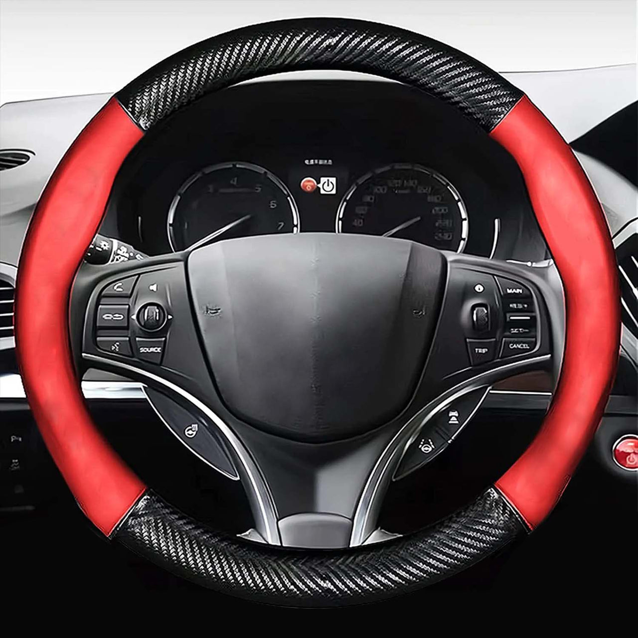 Car Steering Wheel Cover, Custom Fit For Your Cars, Leather Nonslip 3D Carbon Fiber Texture Sport Style Wheel Cover for Women, Interior Modification for All Car Accessories MT18992