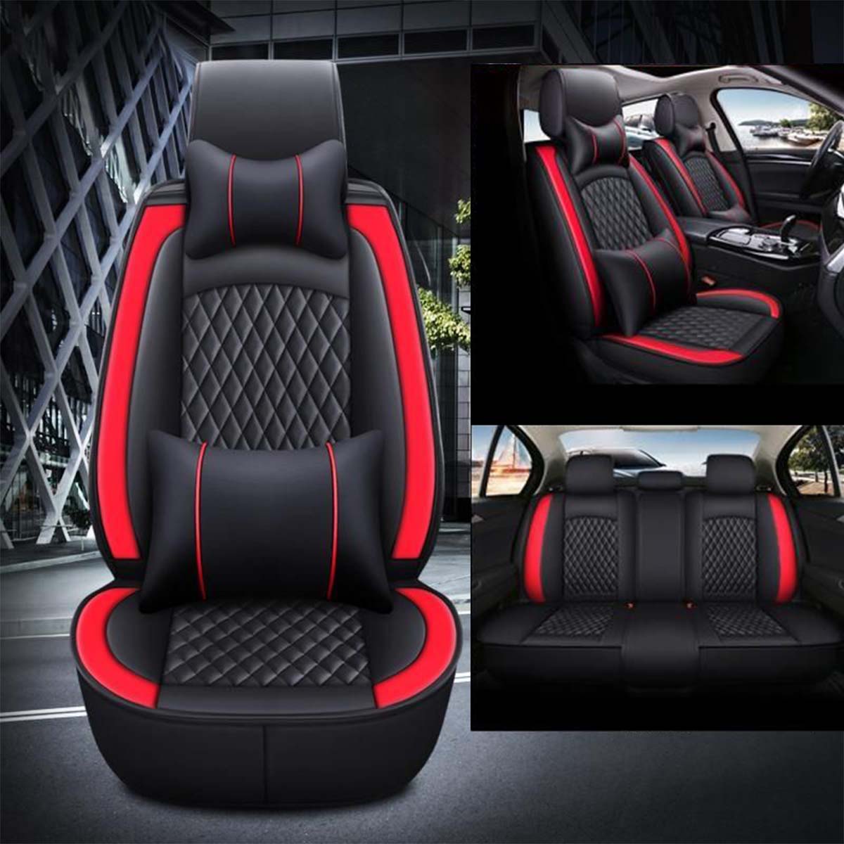 2 Car Seat Covers Full Set, Custom-Fit For Car, Waterproof Leather Front Rear Seat Automotive Protection Cushions, Car Accessories WAHA211