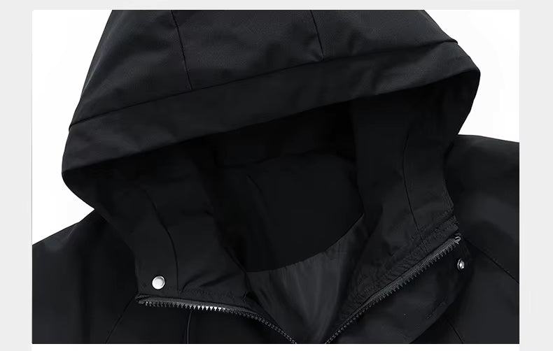 Men's Hooded Windbreaker Jacket – Lightweight Waterproof Zipper Outdoor Cargo Coat