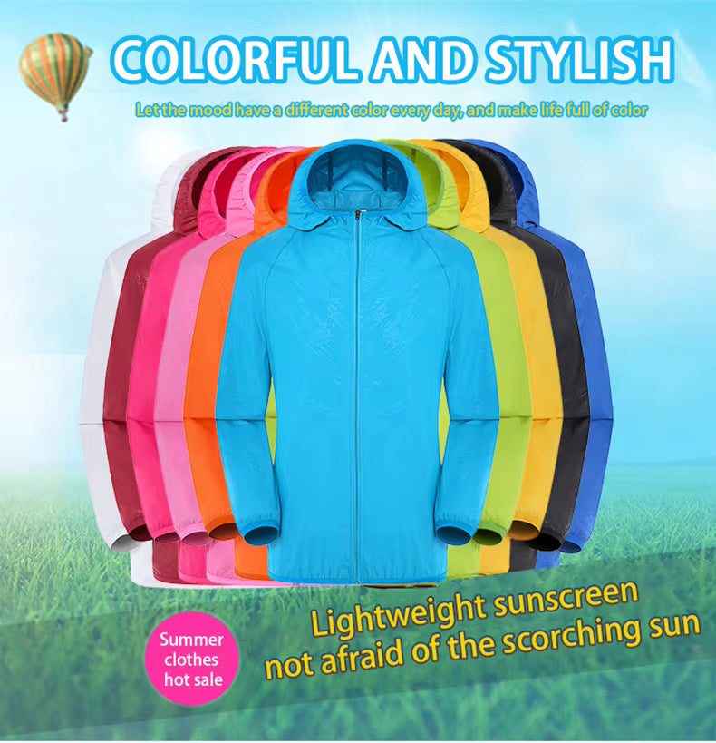 Unisex Waterproof Hiking Jacket – Lightweight Quick-Dry Hooded Windbreaker with UV Protection