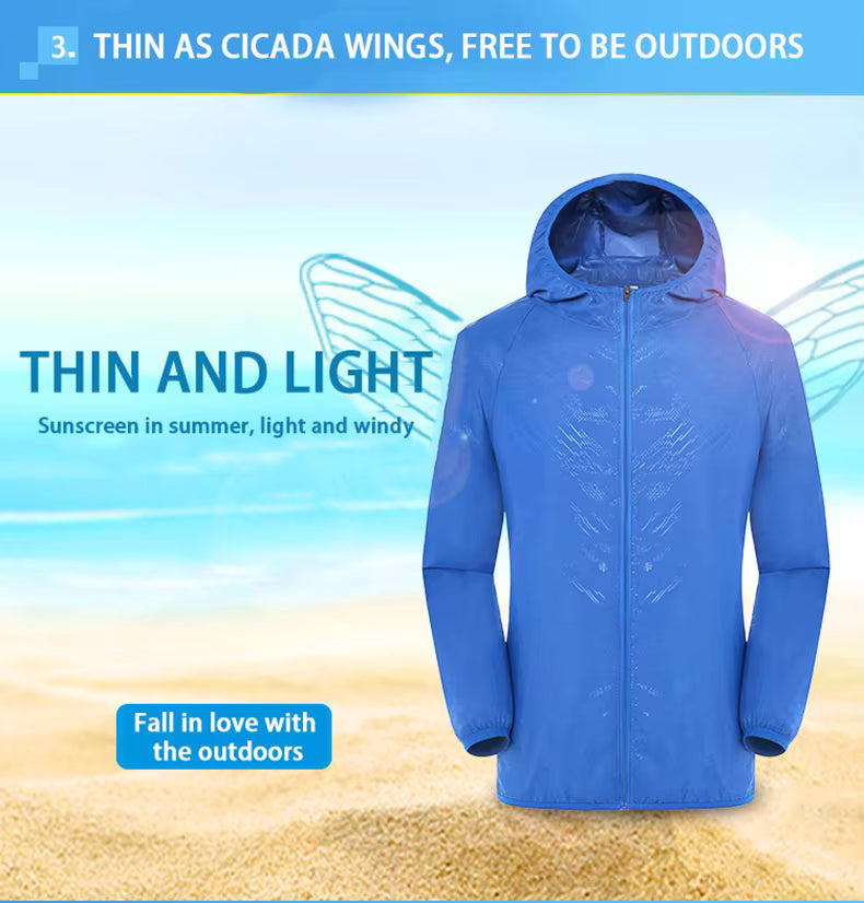 Unisex Waterproof Hiking Jacket – Lightweight Quick-Dry Hooded Windbreaker with UV Protection