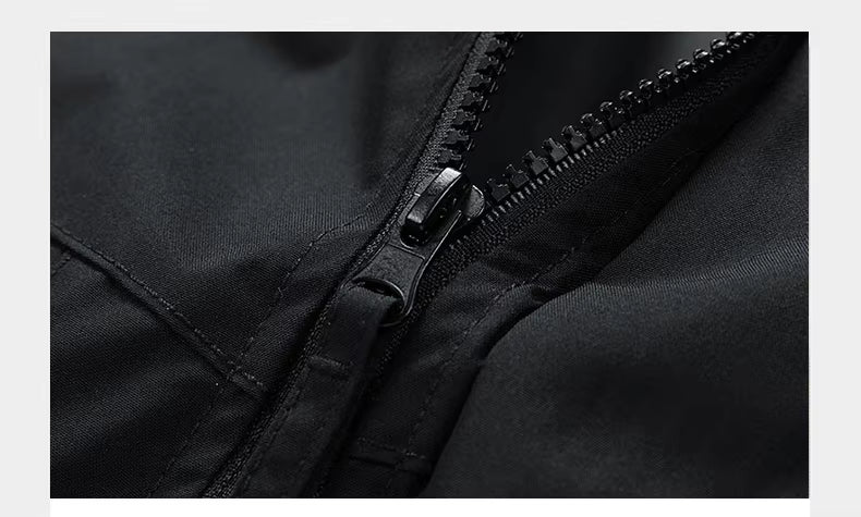 Men's Hooded Windbreaker Jacket – Lightweight Waterproof Zipper Outdoor Cargo Coat