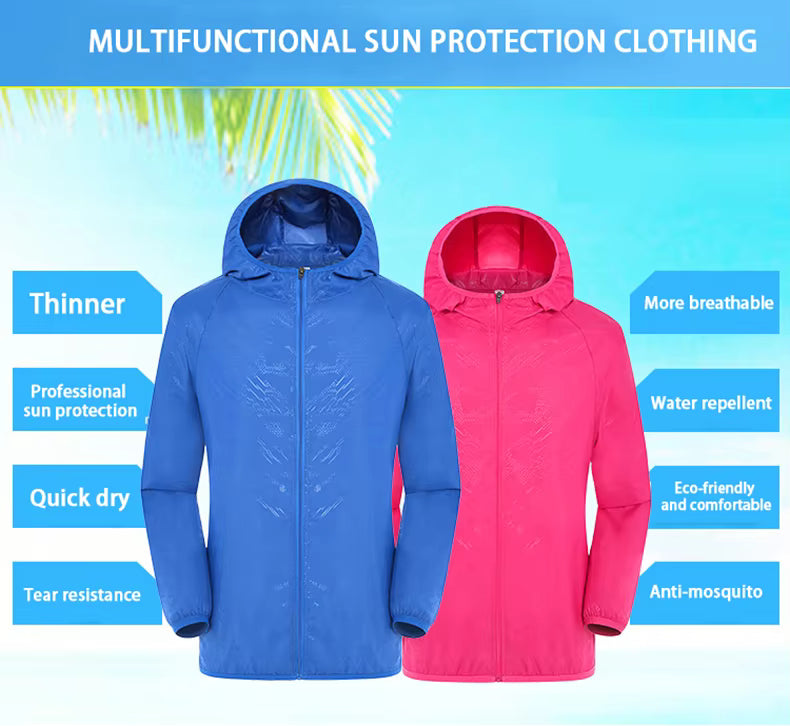 Unisex Waterproof Hiking Jacket – Lightweight Quick-Dry Hooded Windbreaker with UV Protection