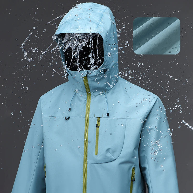 Men's Waterproof Outdoor Softshell Jacket – Hooded Windbreaker for Hiking, Trekking & Skiing
