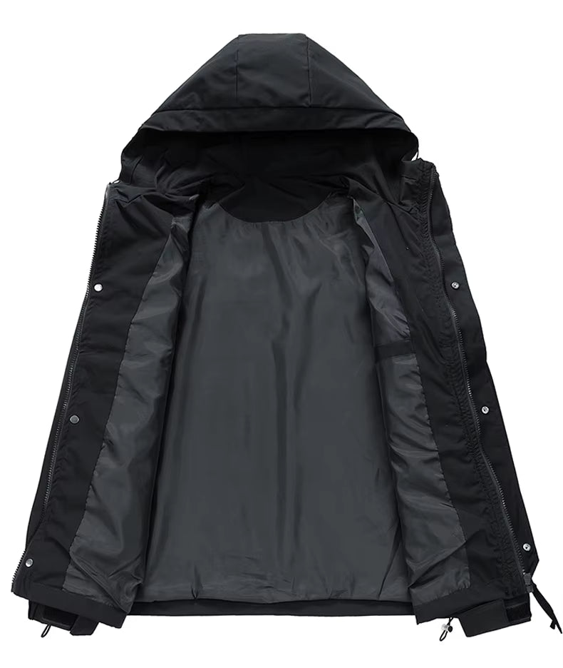 Men's Hooded Windbreaker Jacket – Lightweight Waterproof Zipper Outdoor Cargo Coat