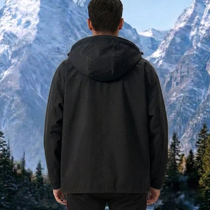 Men's Waterproof Outdoor Softshell Jacket – Hooded Windbreaker for Hiking, Trekking & Skiing