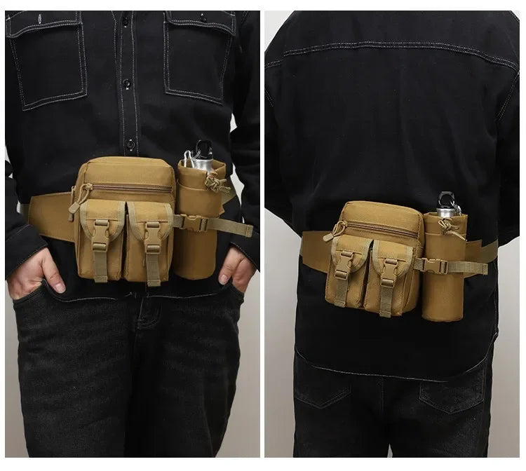 Outdoor Tactical Waist Pack – Nylon Utility Belt Bag with Phone & Water Bottle Storage