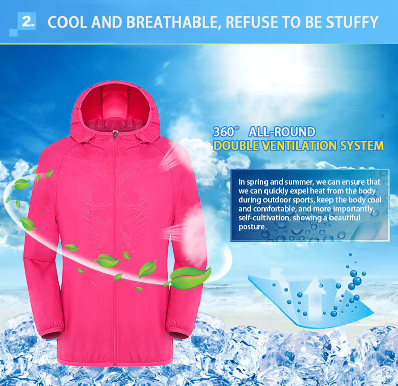 Unisex Waterproof Hiking Jacket – Lightweight Quick-Dry Hooded Windbreaker with UV Protection