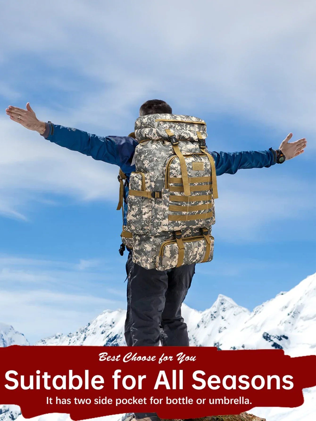 80L/100L Tactical Hiking Backpack – Large Capacity Oxford Mountaineering Backpack for Camping, Trekking & Travel