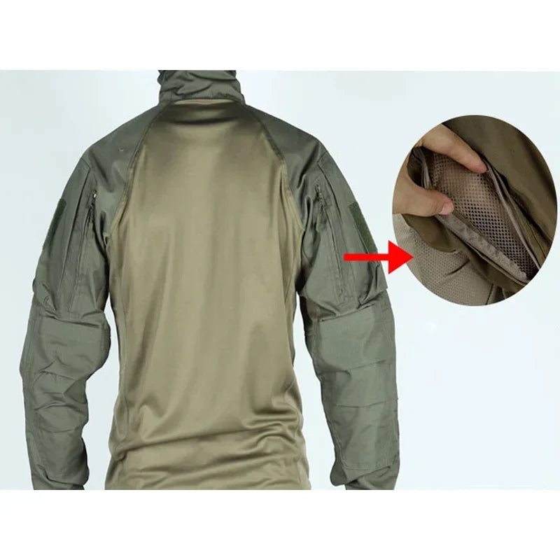 Men's Tactical Combat Shirt – Long Sleeve Outdoor Training & Field Performance Top