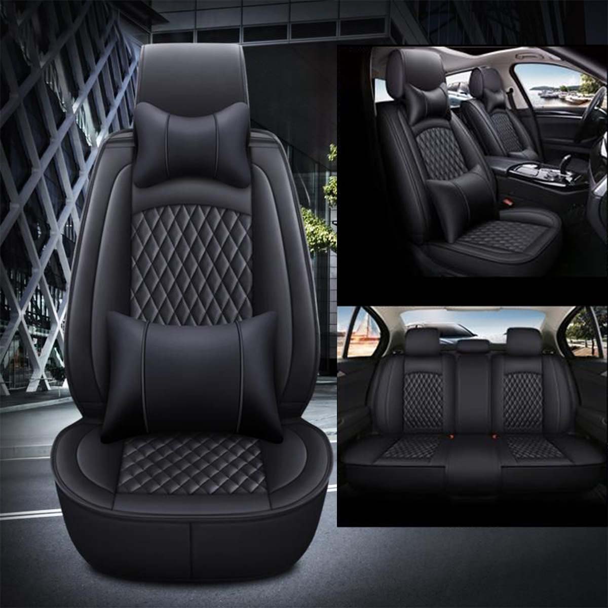 2 Car Seat Covers Full Set, Custom-Fit For Car, Waterproof Leather Front Rear Seat Automotive Protection Cushions, Car Accessories WARL211