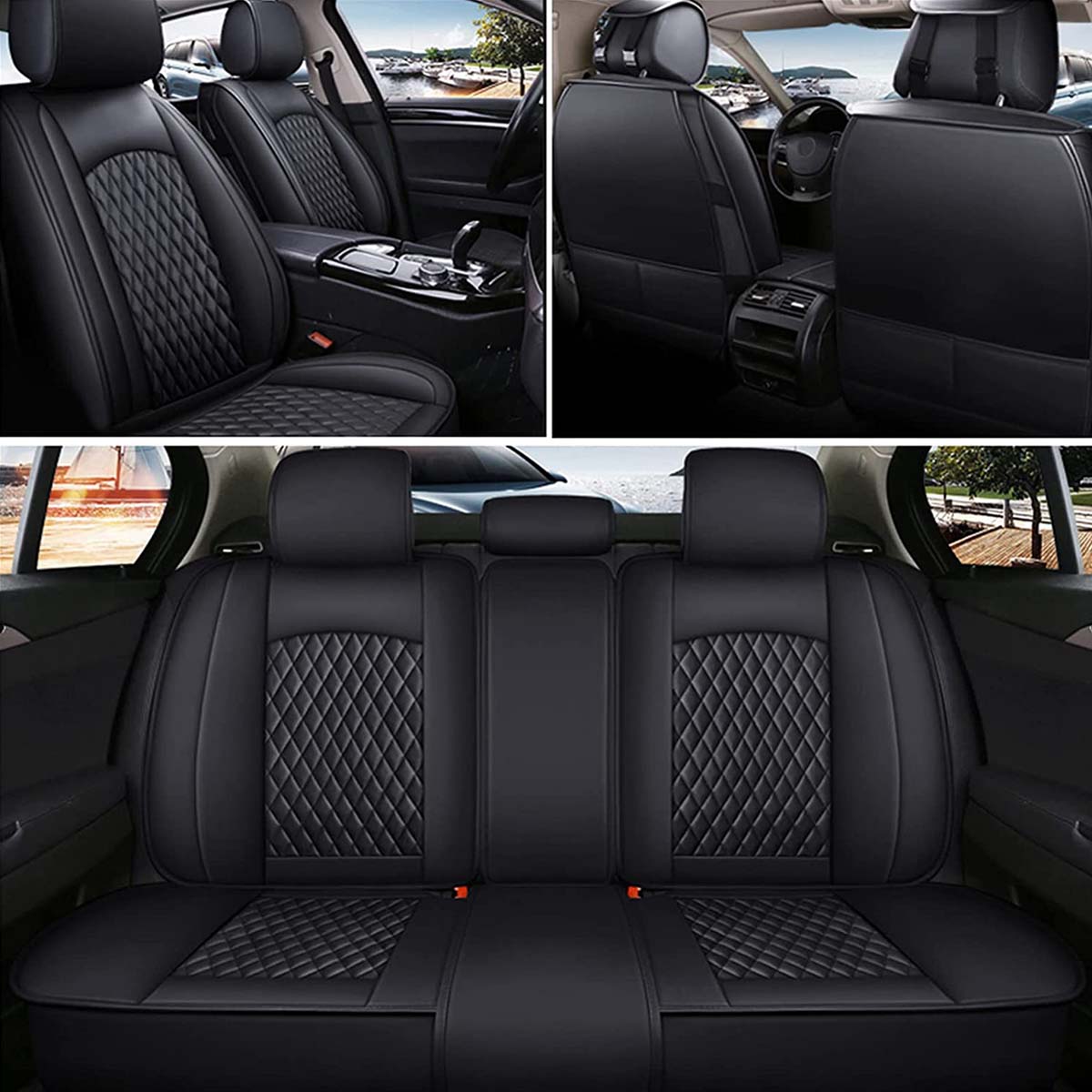 2 Car Seat Covers Full Set, Custom-Fit For Car, Waterproof Leather Front Rear Seat Automotive Protection Cushions, Car Accessories WARL211