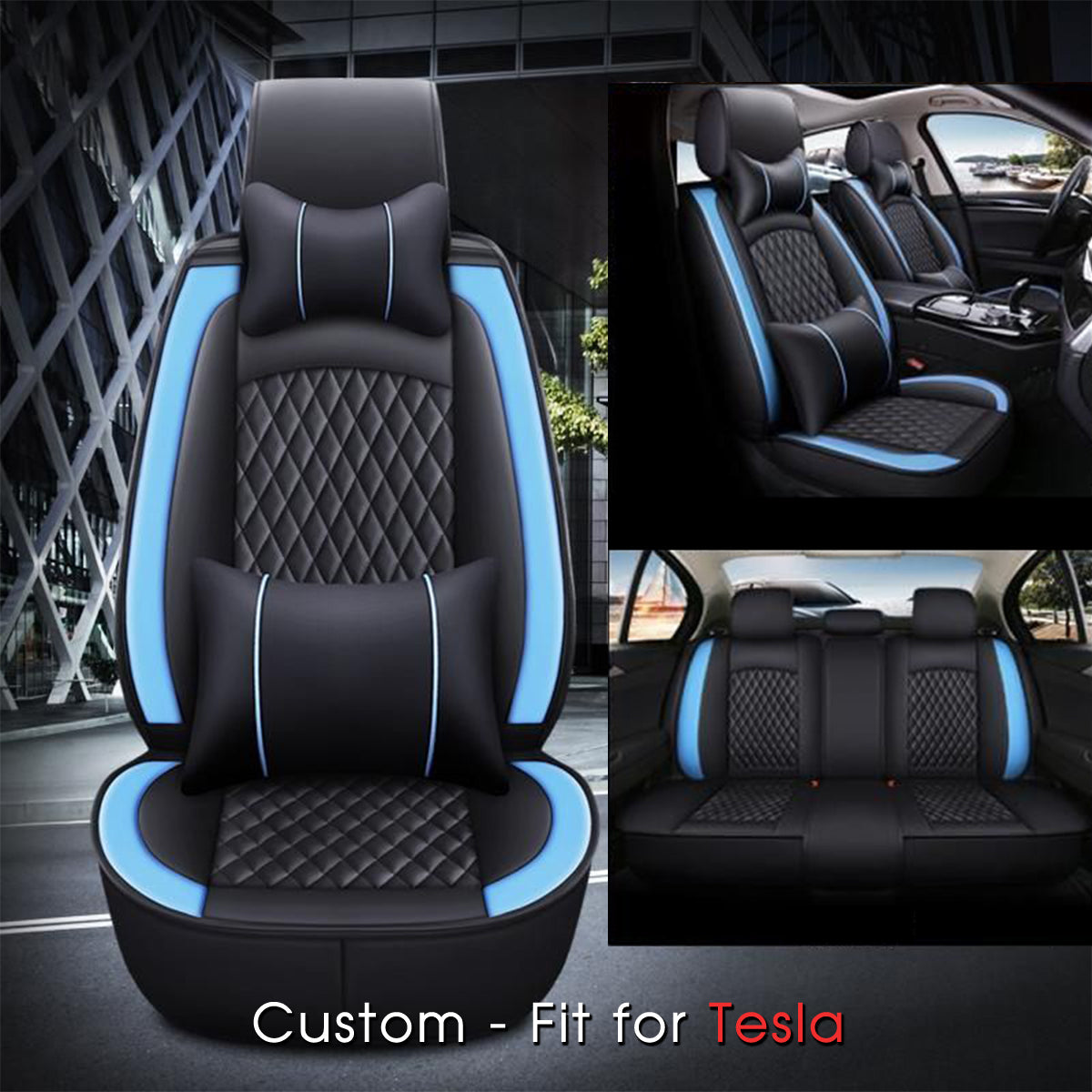 2 Car Seat Covers Full Set, Custom-Fit For Car, Waterproof Leather Front Rear Seat Automotive Protection Cushions, Car Accessories WATY211