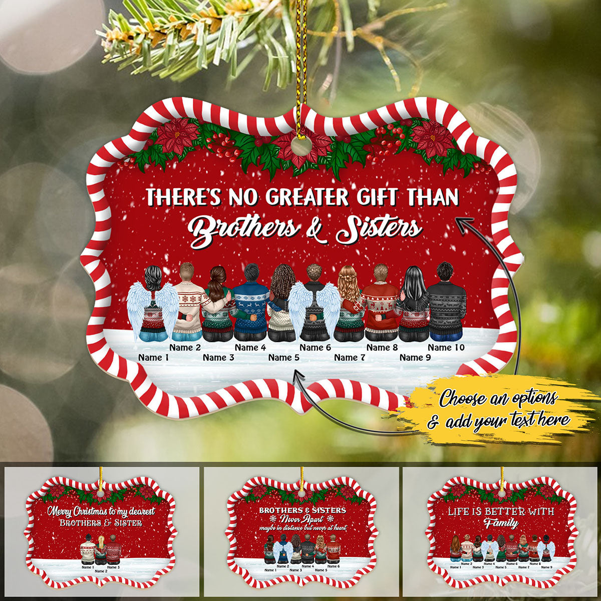 There's No Greater Gift Than Brothers & Sisters Personalized Custom Name Aluminum Ornaments Gift For Christmas