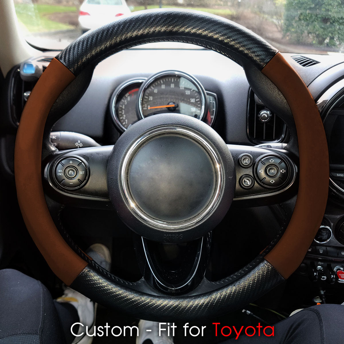 Car Steering Wheel Cover, Custom-Fit For Cars, Leather Nonslip 3D Carbon Fiber Texture Sport Style Wheel Cover for Women, Interior Modification for All Car Accessories WAPF225