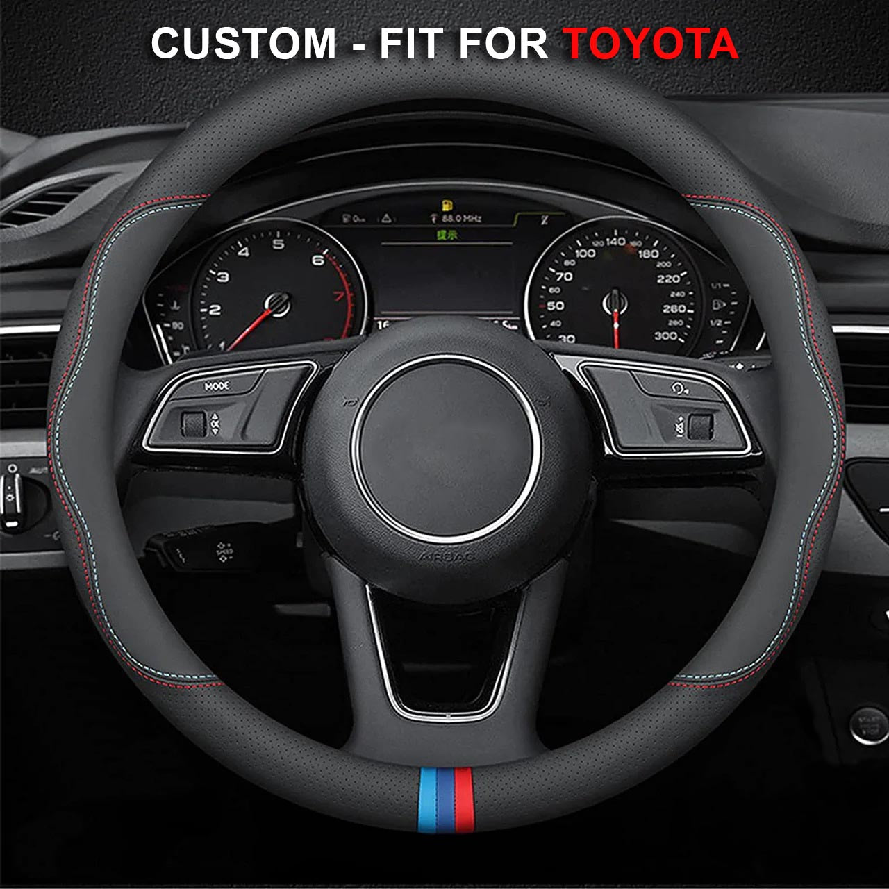Steering Wheel Cover for Men and Women, Custom Logo For Cars, Leather Steering Wheel Cover, Universal Steering Wheel Cover for Cars, Vehicles, SUVs