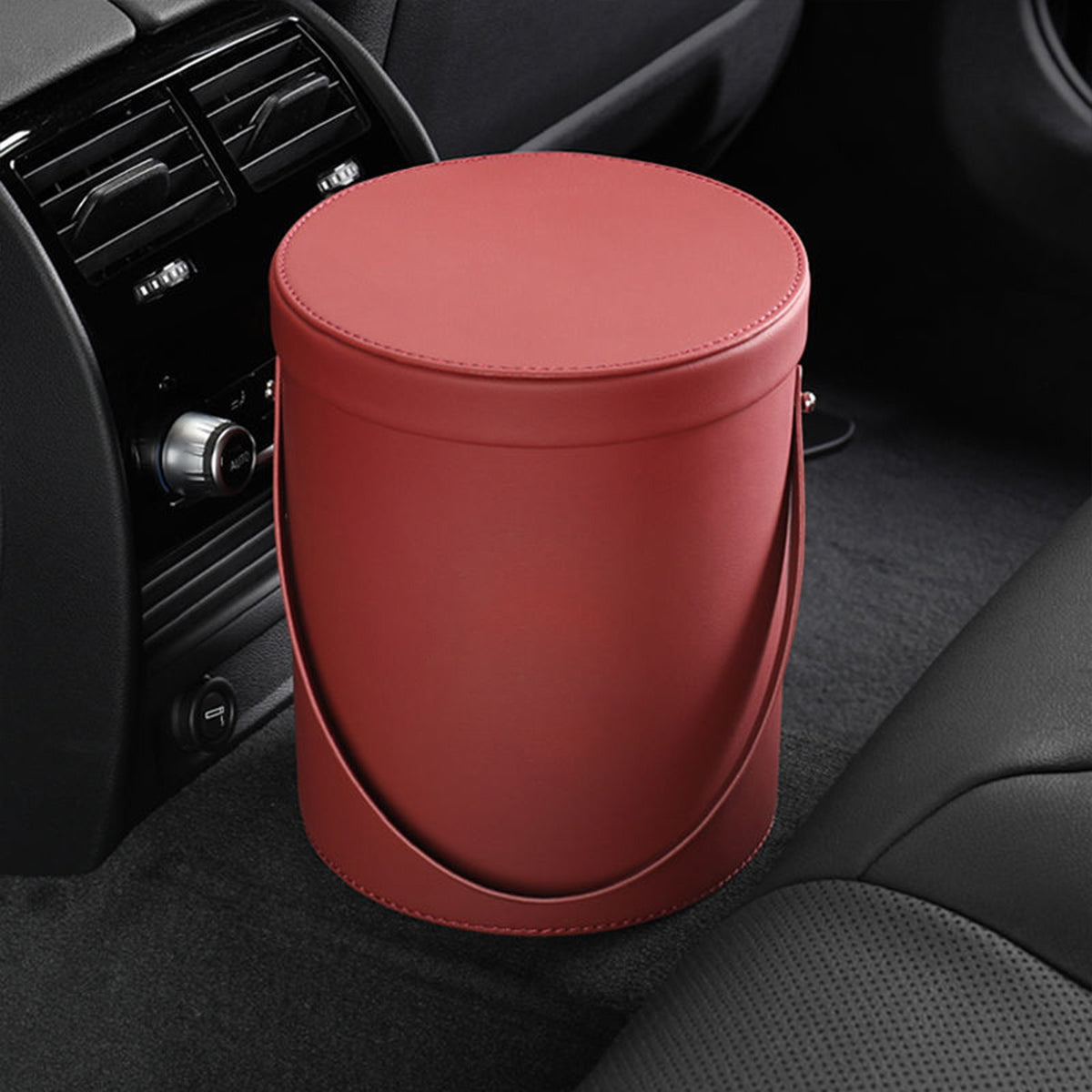 Storage Box Trash Can, Custom Logo For Your Cars, Portable Collapsible Car Trash Can, Leather Waterproof Small Mini Car Garbage Can Waste Basket, Car Accessories MS15989