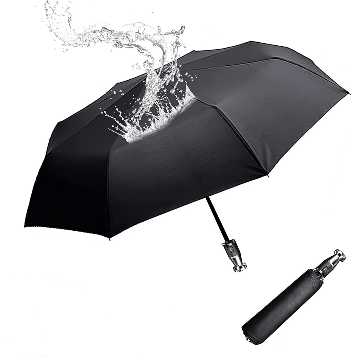 Umbrella for All Cars, 10 Ribs Umbrella Windproof Automatic Folding Umbrella, One-handed use, Rain and Sun Protection, Car Accessories UE13993