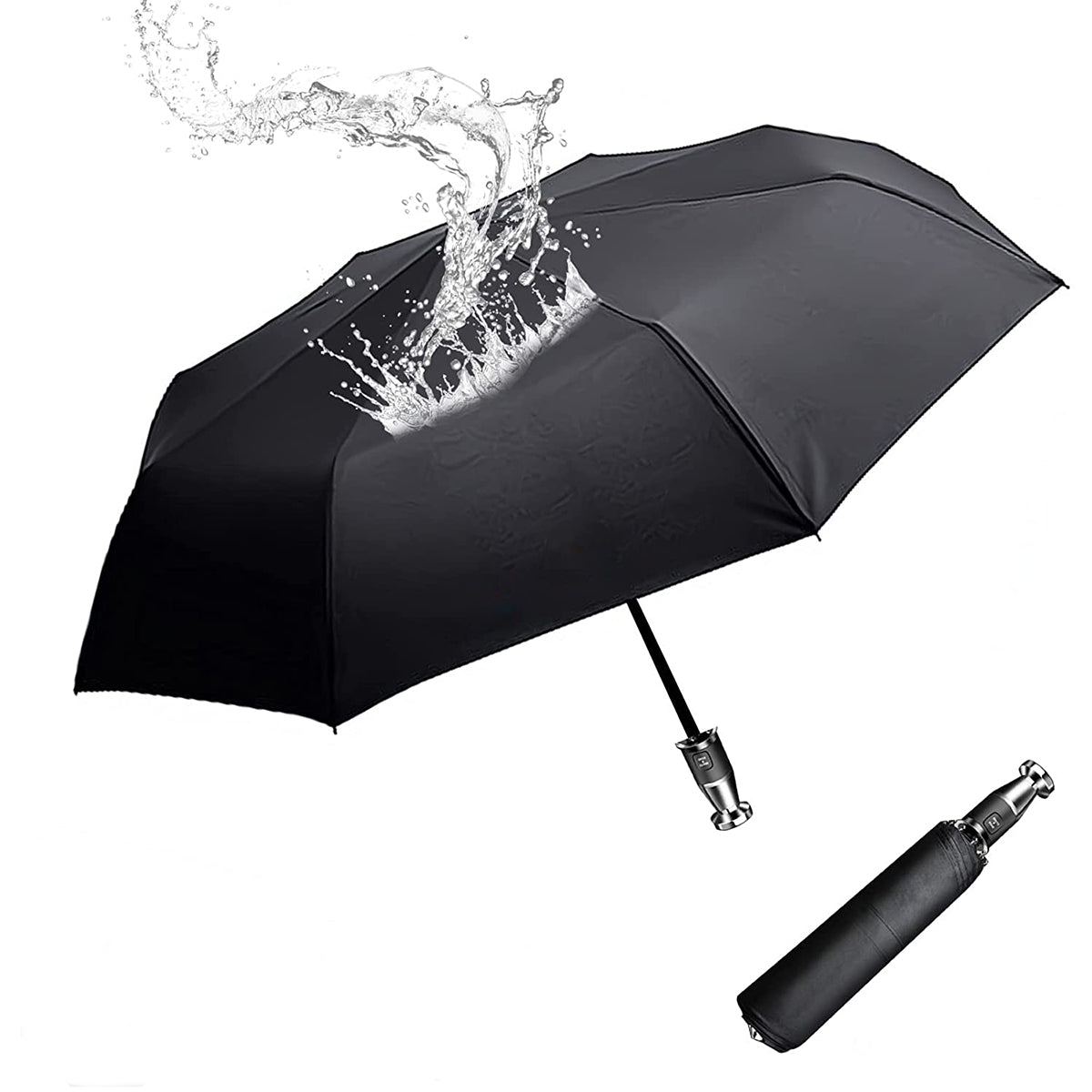 Umbrella for All Cars, 10 Ribs Umbrella Windproof Automatic Folding Umbrella, One-handed use, Rain and Sun Protection, Car Accessories FD13993