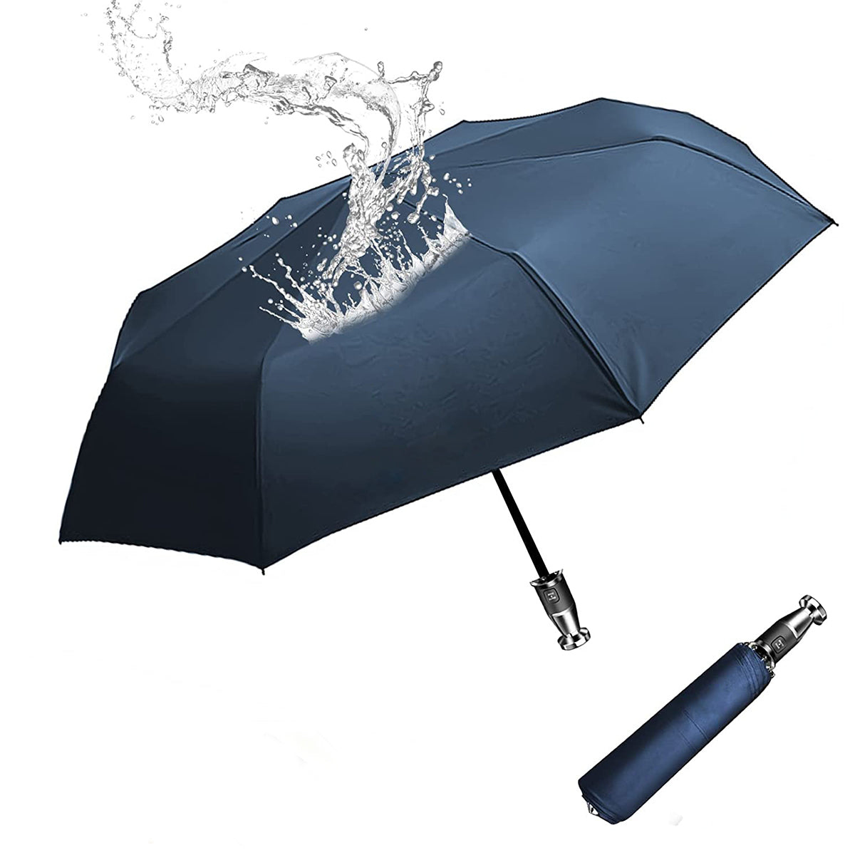 Umbrella for All Cars, 10 Ribs Umbrella Windproof Automatic Folding Umbrella, One-handed use, Rain and Sun Protection, Car Accessories FJ13993