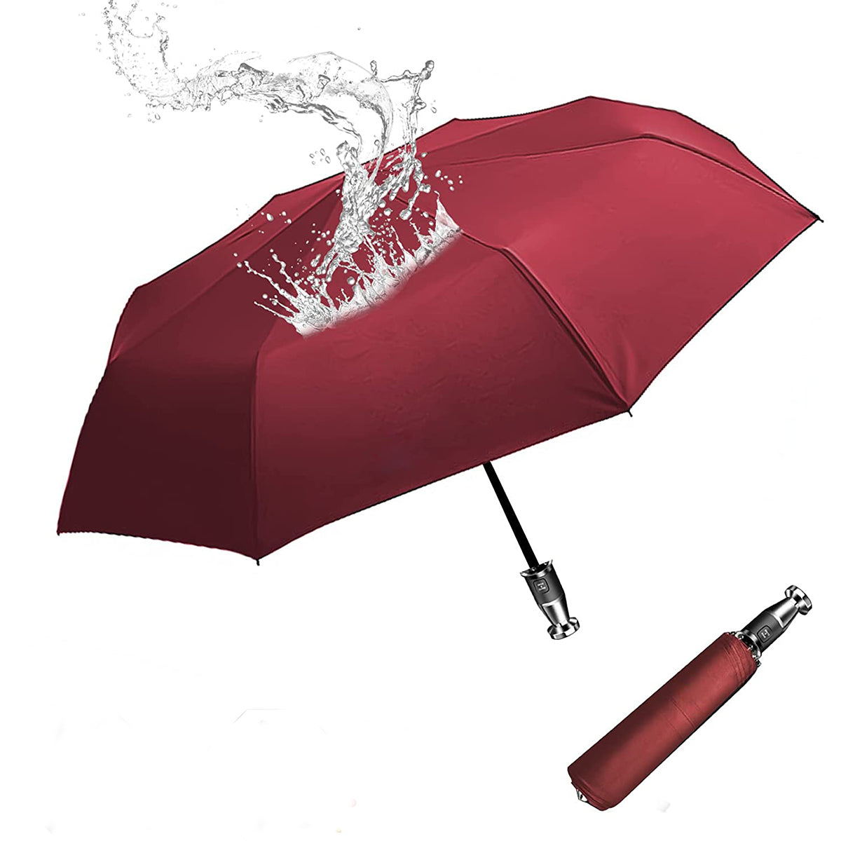 Umbrella for All Cars, 10 Ribs Umbrella Windproof Automatic Folding Umbrella, One-handed use, Rain and Sun Protection, Car Accessories DR13993