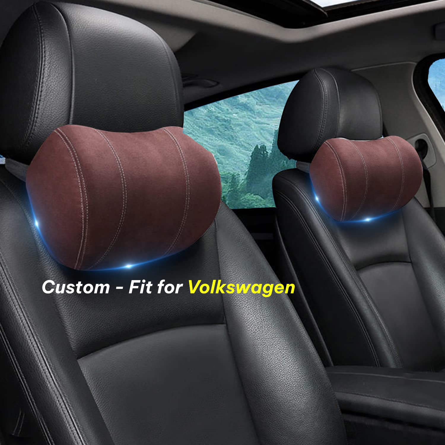 Car Headrest (2 PCS), Custom-Fit For Car, Update Version Premium Memory Foam Car Neck Pillow WAMY227