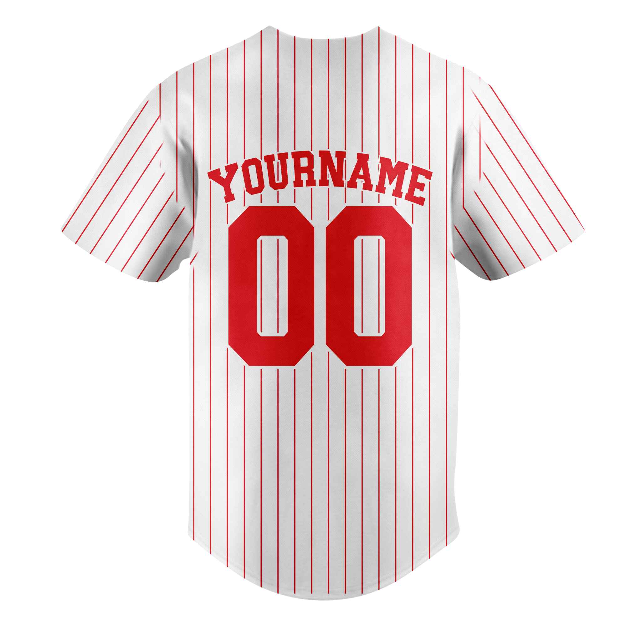 Custom White Red Pinstripe Red-White Authentic Baseball Jersey