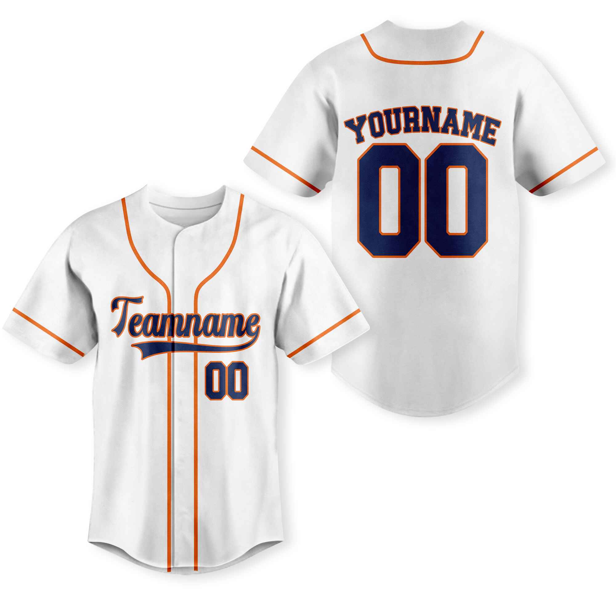 Custom White Navy - Orange Authentic Baseball Jersey