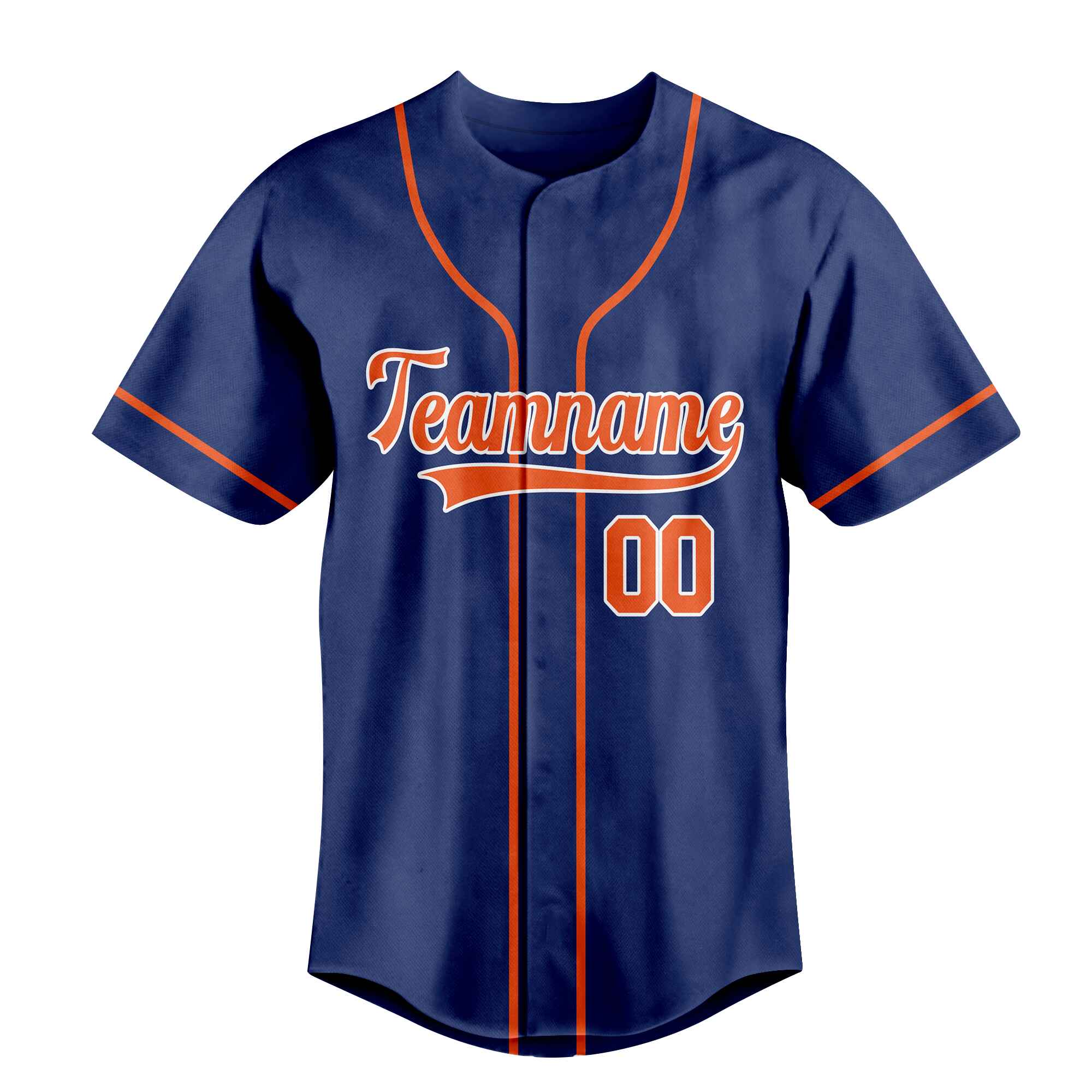 Custom Navy Orange-White Authentic Baseball Jersey 02
