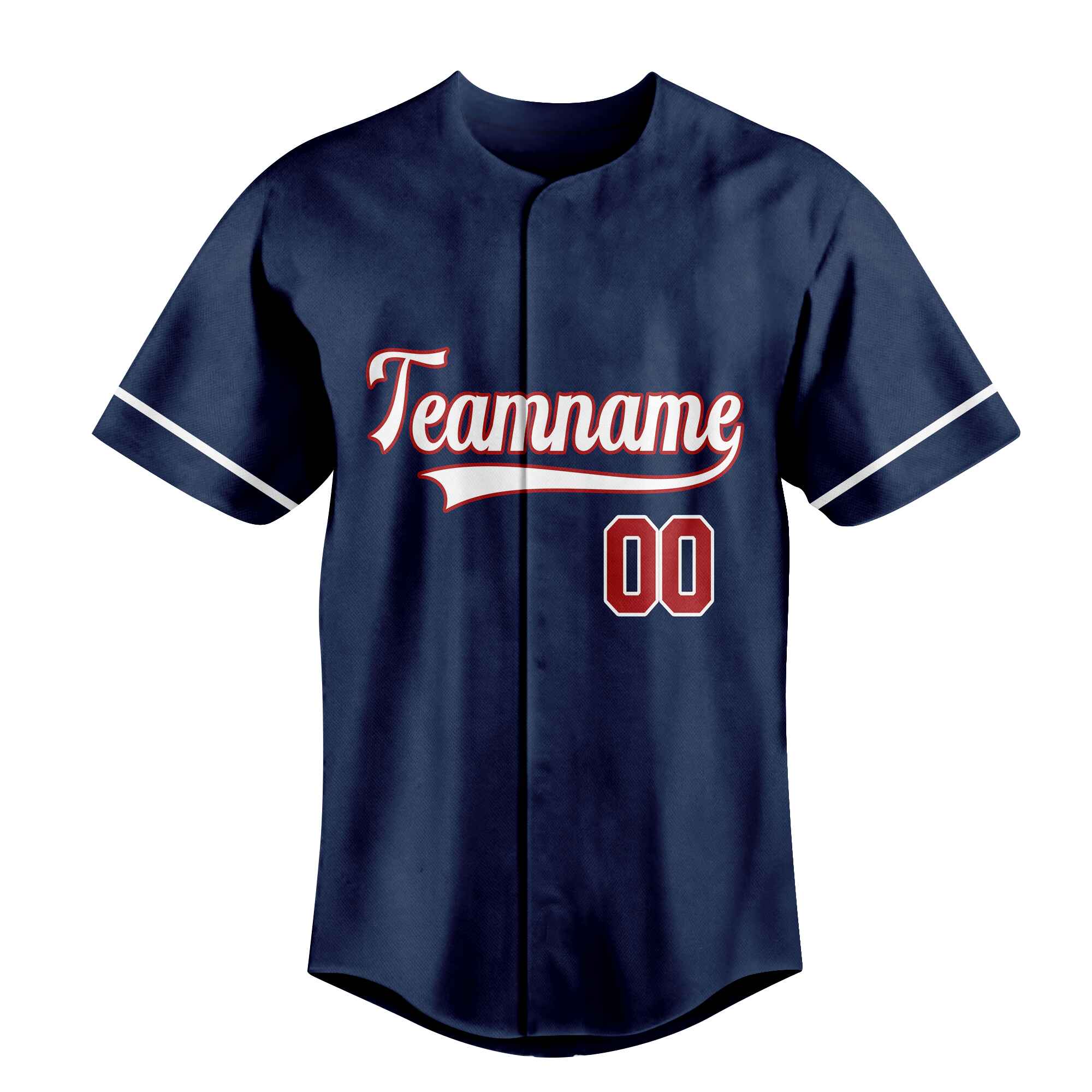 Custom Navy Red-White Authentic Baseball Jersey