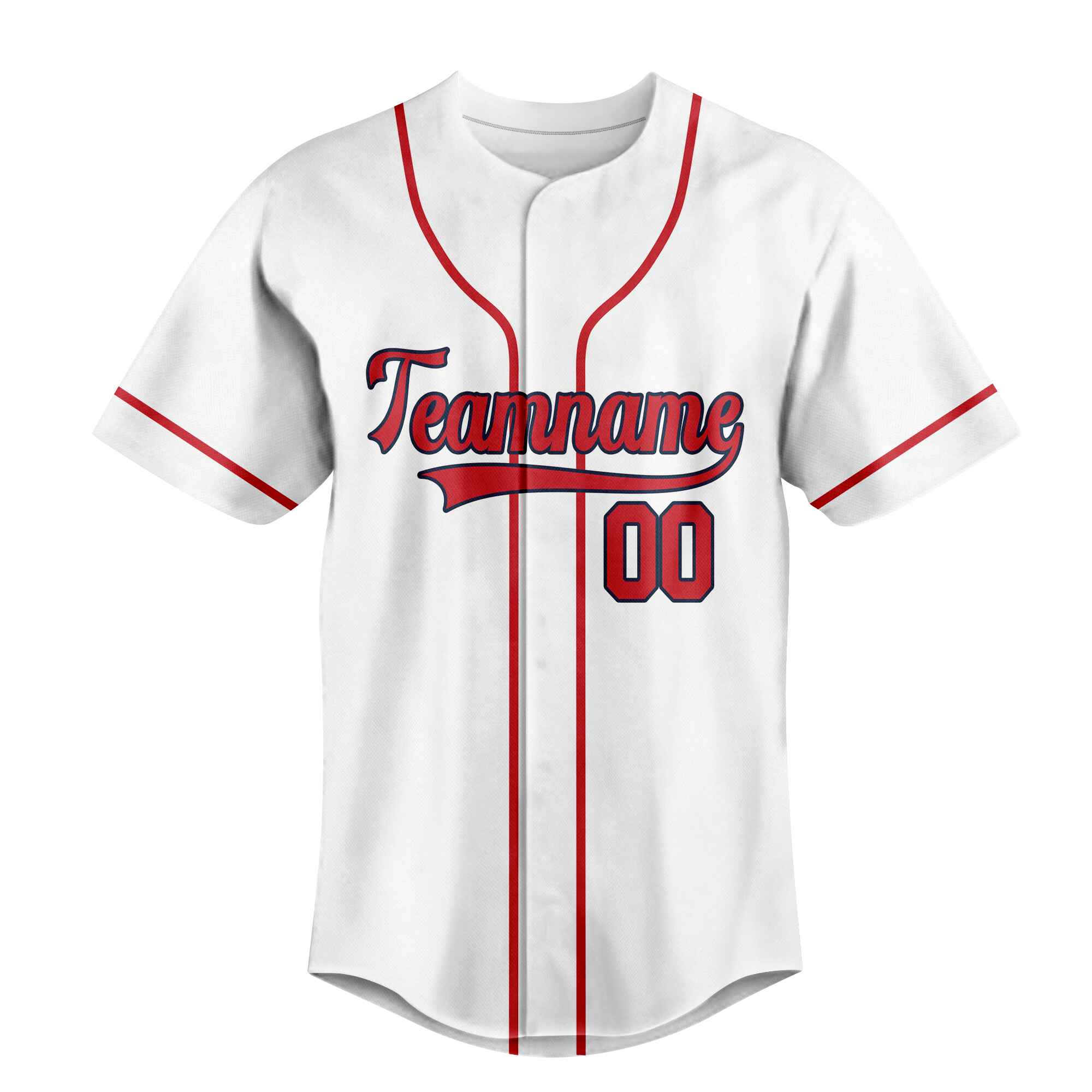 Custom White Red-Black Baseball Jersey