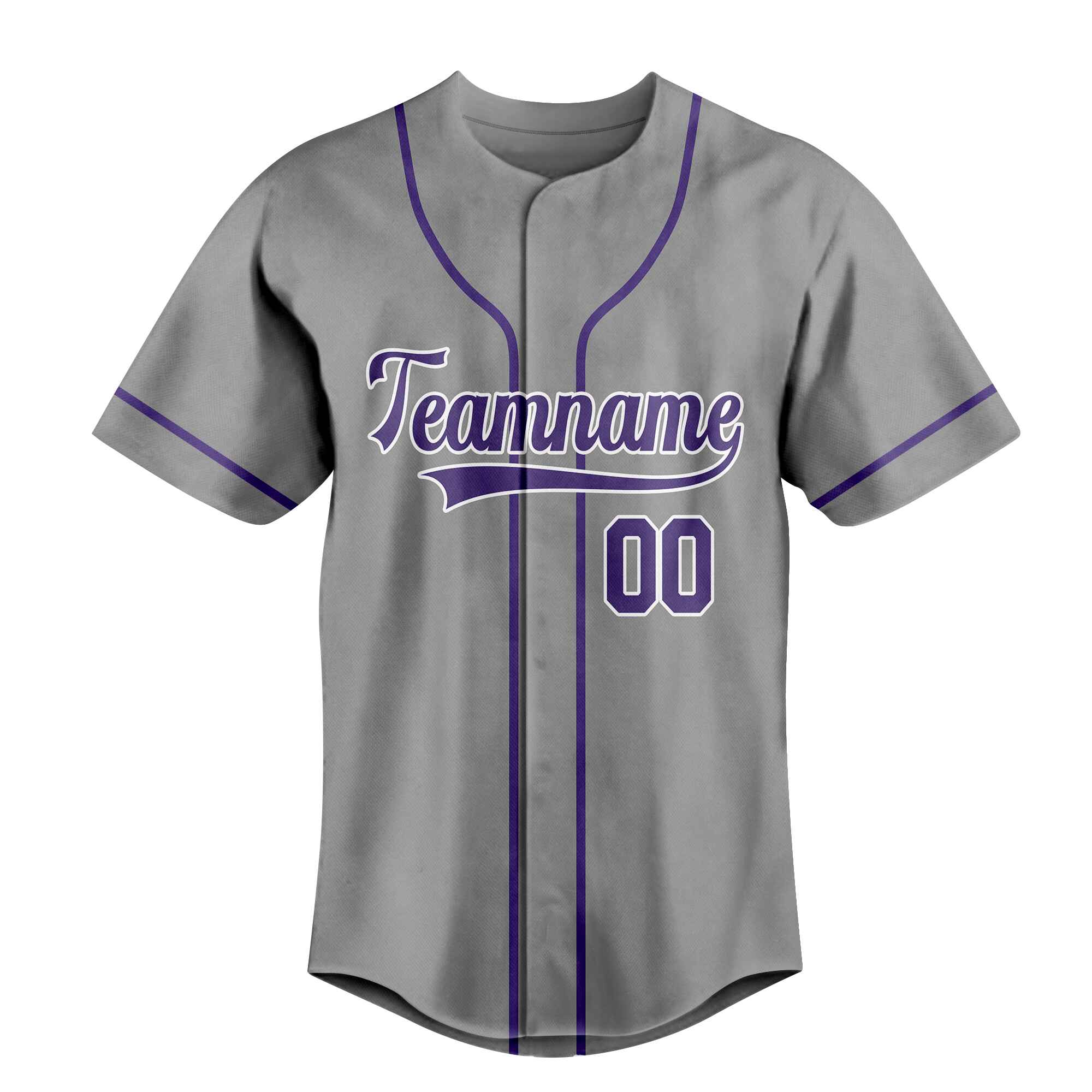 Custom Gray Purple-White Authentic Baseball Jersey