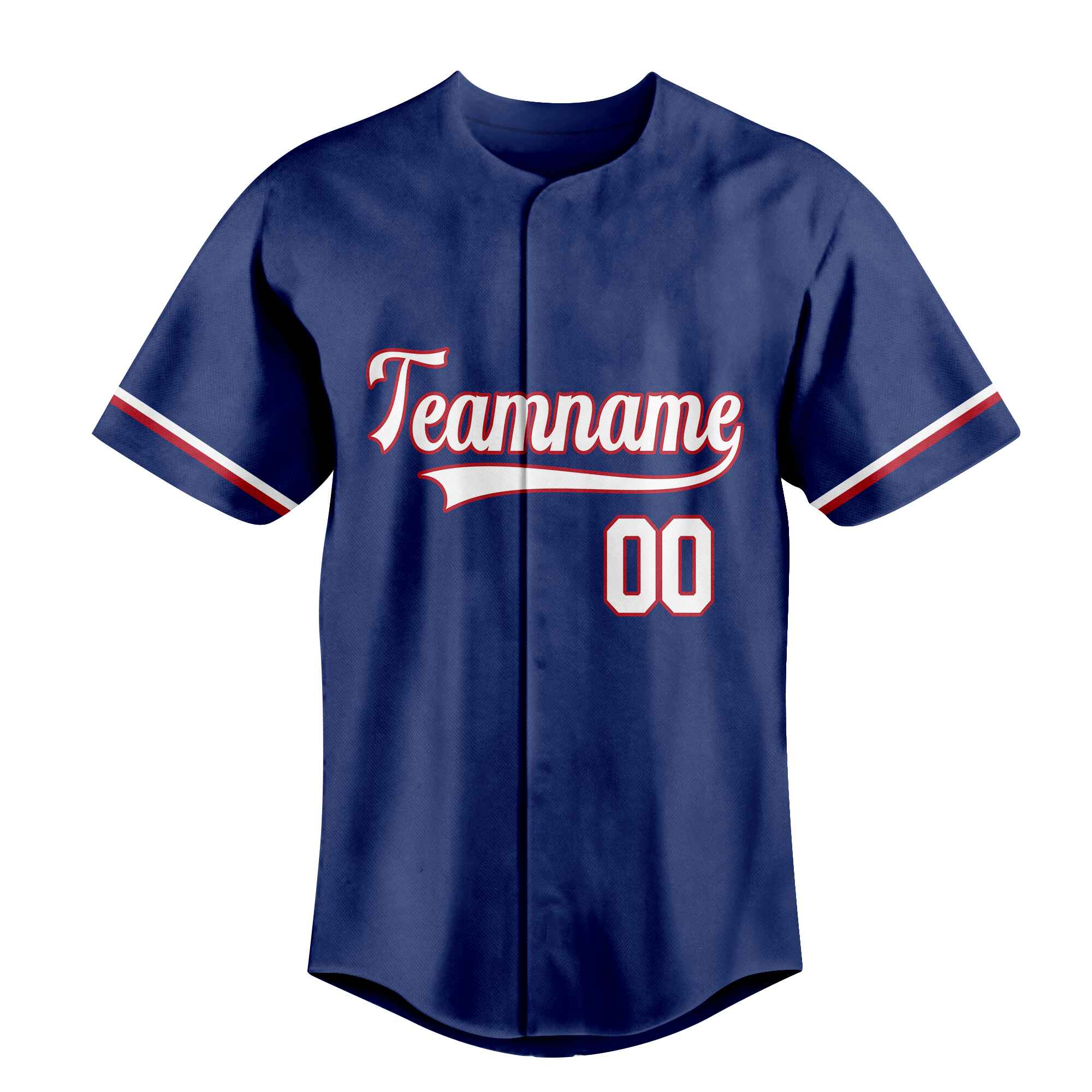 Custom Navy White-Red Baseball Jersey