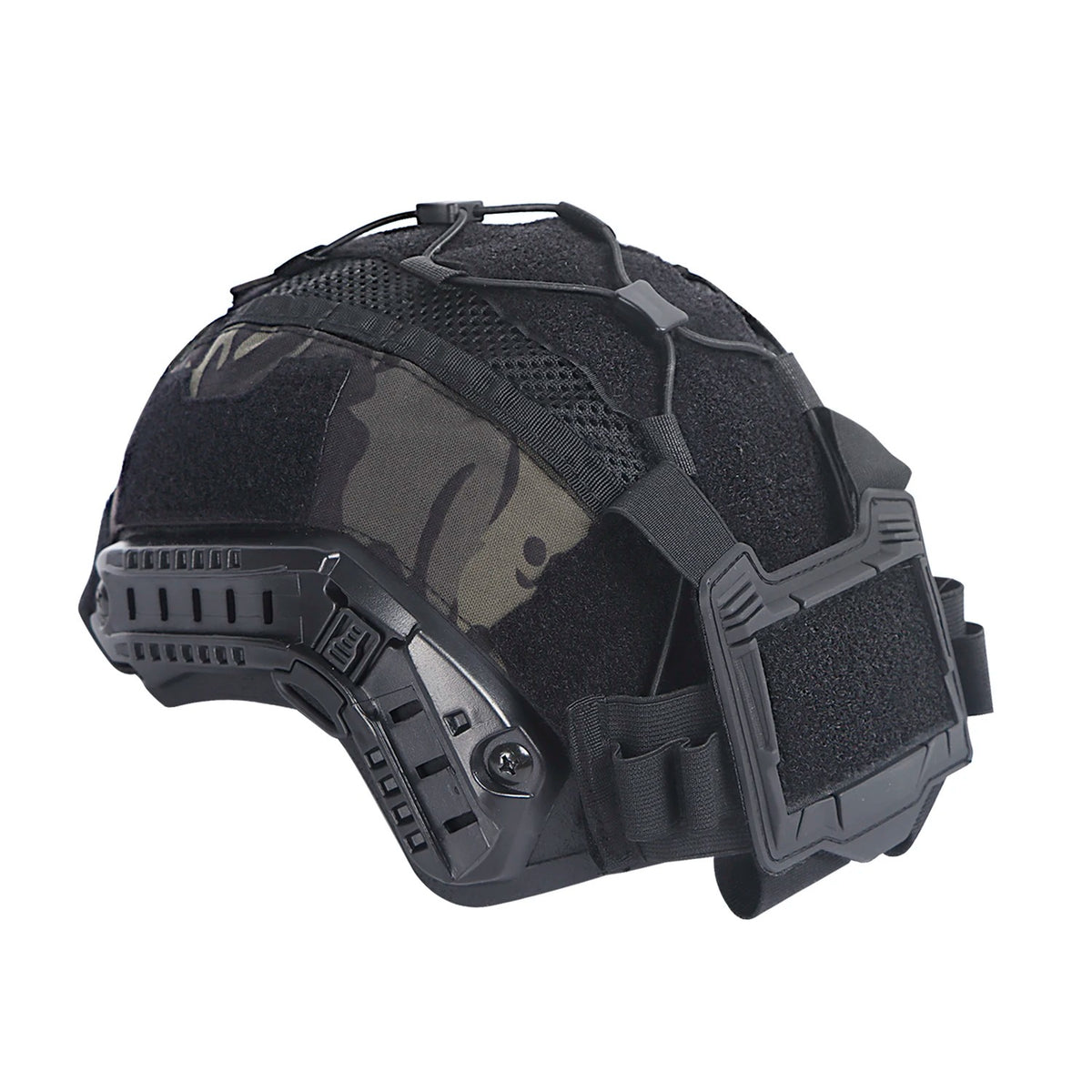 Tactical Helmet Cover Set with NVG Battery Pouch – Hybrid Mesh Cover for Maritime & FAST-Style Helmets